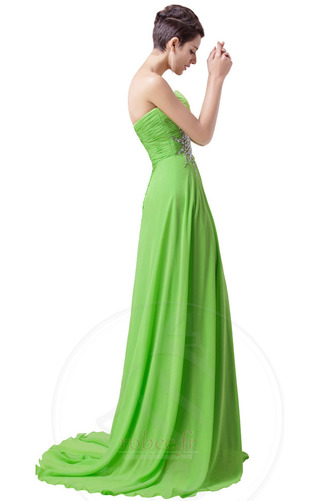 Robe de bal Perle Naturel taille A-ligne Epurée Mousseline Fourreau Avec Bijoux - Page 3