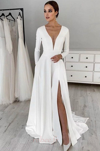 Robe de mariée Manche Longue De plein air Traîne Courte Naturel taille - Page 1