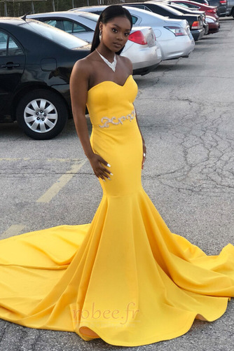 Robe de soirée Satin Naturel taille Haut Bas Fermeture à glissière - Page 1