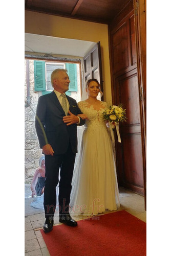 Robe de mariée Manche Courte Manche Aérienne Pomme Gaze Longueur de plancher - Page 4