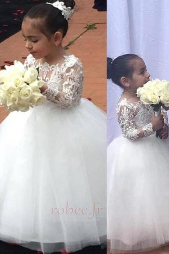 Robe de fille de fleur Manche Longue Mariage Col de chemise t - Page 3