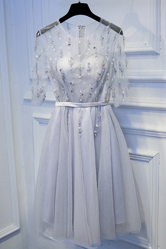 Robe de demoiselle d'honneur Chic aligne Naturel taille Longueur de genou - Page 1