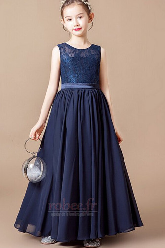 Robe de fille de fleur Sans Manches Chiffon A-ligne Fermeture à glissière - Page 1