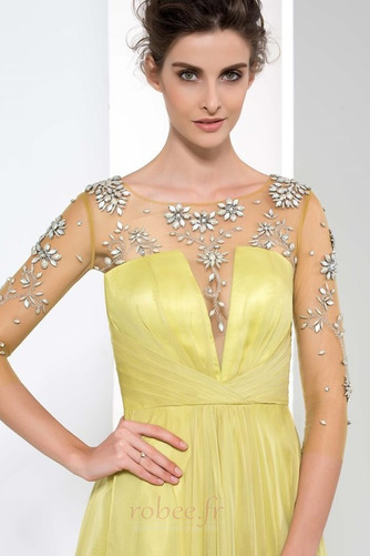 Robe de soirée A-ligne Fermeture à glissière Col Bateau Manche Aérienne - Page 5