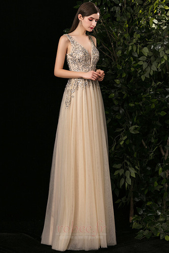 Robe de bal Dos nu A-ligne Mariage Drapé Tulle Sans Manches Luxueux - Page 5