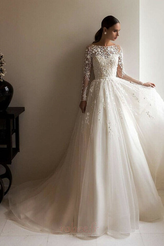Robe de mariée Vente gossamer A-ligne De plein air Col Bateau - Page 1