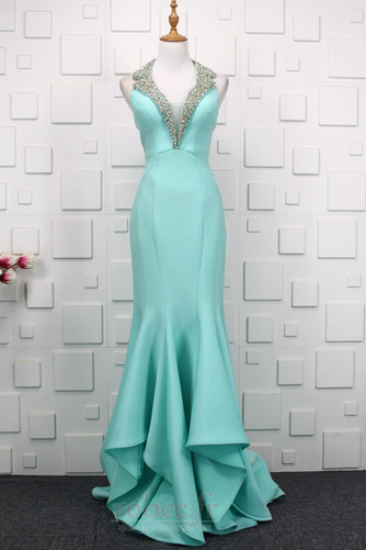 Robe de bal Hiver Épaule de la reine Perle Chic Satin Col en V Foncé - Page 1