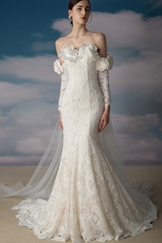 Robe de mariée Sans courroies Longue Laçage Dentelle Naturel taille - Page 1