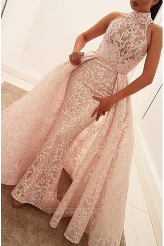 Robe de bal Longue Fête A-ligne Sans Manches Couvert de Dentelle - Page 1