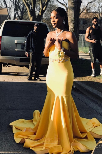 Robe de soirée Satin Naturel taille Haut Bas Fermeture à glissière - Page 2