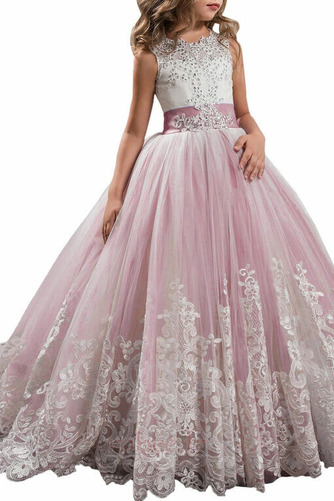 Robe de fille de fleur Dentelle Automne Naturel taille Corsage Avec Bijoux - Page 5