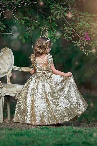 Robe de fille de fleur Formelle Dos nu A-ligne Automne Petit collier circulaire - Page 3