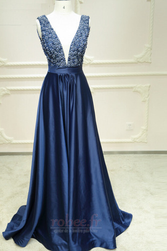 Robe de bal Fourreau Avec Bijoux A-ligne Perle Sans Manches Col en V Foncé - Page 4