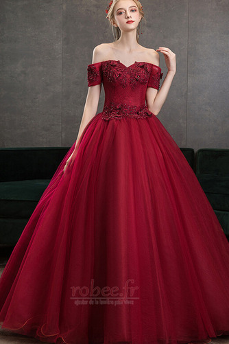 Robe de bal Tulle Manche Courte Perle Fourreau Avec Bijoux Automne - Page 1