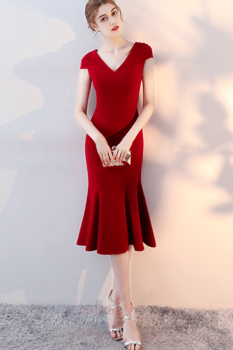 Robe de soirée Drapé Simple Manquant Col en V Manche Courte Naturel taille - Page 1