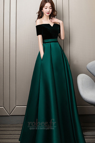 Robe de bal Laçage Rosée épaule Poches Fête Sans Manches a ligne - Page 1