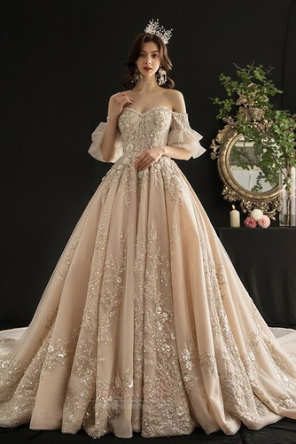 Robe de mariage Tulle aligne Traîne Longue Salle Printemps Fermeture éclair - Page 1