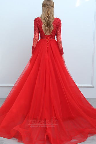 Robe de soirée Laçage Manche Longue aligne Longueur au sol Naturel taille - Page 2