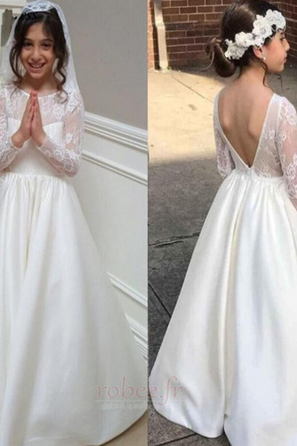 Robe de fille de fleur Manche Longue Soie Petit collier circulaire - Page 3