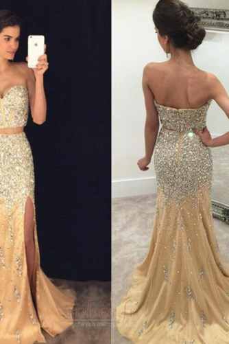 Robe de bal Dos nu Sans Manches Col en Cœur Luxueux Perle Été - Page 1