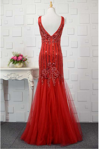 Robe de bal Fermeture à glissière Formelle Rouge Fête Satin Longueur au sol - Page 3
