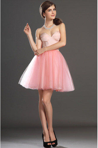 Robe de bal Tulle Mode Sablier Perle rose Col en Cœur Sans Manches - Page 1
