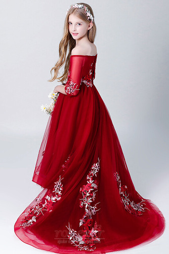 Robe de fille de fleur A-ligne Longue net Manche Aérienne Naturel taille - Page 4