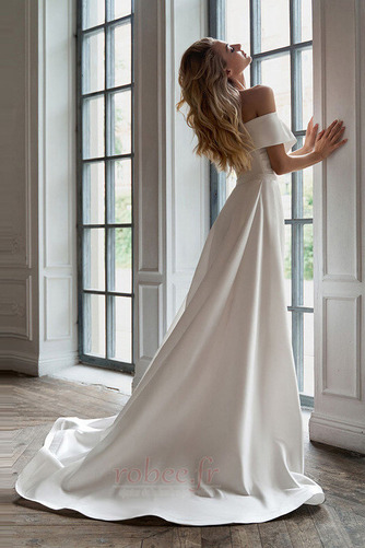 Robe de mariée Laçage Drapé Satin Plage Rosée épaule Traîne Courte - Page 2