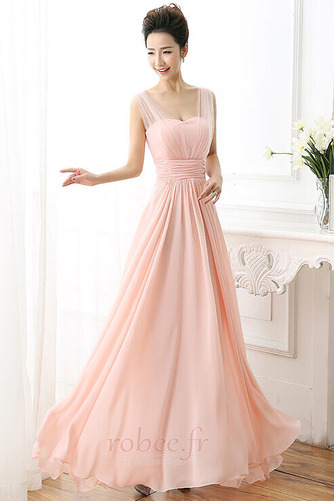 Robe de demoiselle d'honneur Simple Fermeture à glissière Larges Bretelles - Page 1