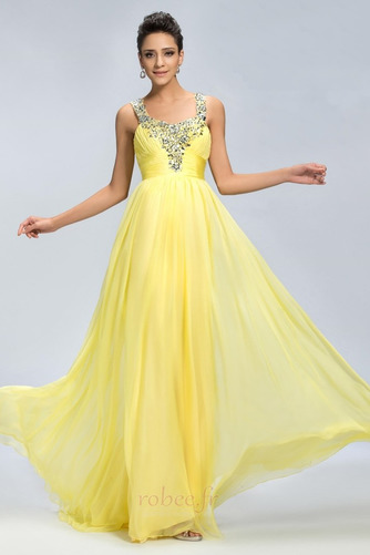 Robe de soirée Dos nu Mousseline Perle A-ligne Sans Manches Larges Bretelles - Page 1