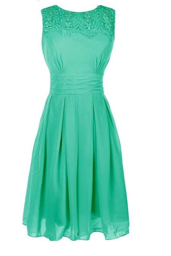 Robe de demoiselle d'honneur Menthe Mousseline Été Poire Sans Manches - Page 4