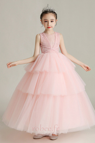 Robe de fille de fleur Tulle Naturel taille Sans Manches Fermeture à glissière - Page 10