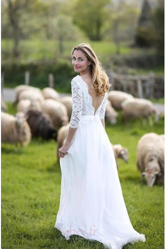 Robe de mariée Manche de T-shirt A-ligne Naturel taille Elégant - Page 2