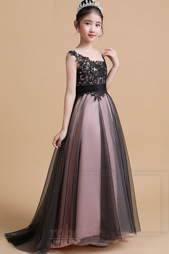 Robe de fille de fleur Tulle Sans Manches Montrer Col de chemise t - Page 1