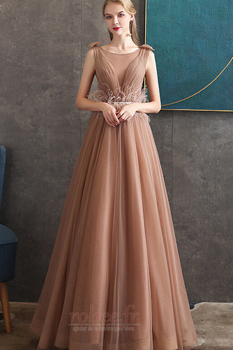 Robe de soirée Tulle A-ligne Laçage Perle Fête Naturel taille - Page 1