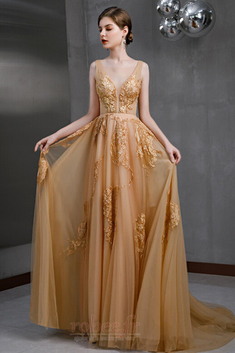 Robe de soirée Chic Col en V Décalcomanie Col en V Foncé Longue - Page 4