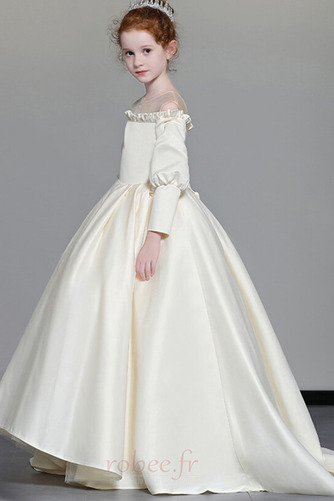 Robe de fille de fleur Manquant Satin Longue Rosée épaule Ruchés Plongeants - Page 4