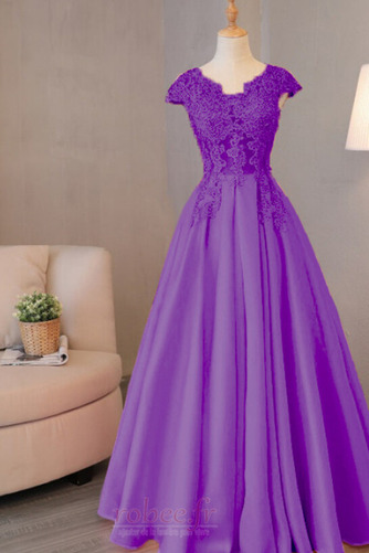 Robe de bal Laçage Satin Hiver A-ligne Manche Courte Formelle - Page 8