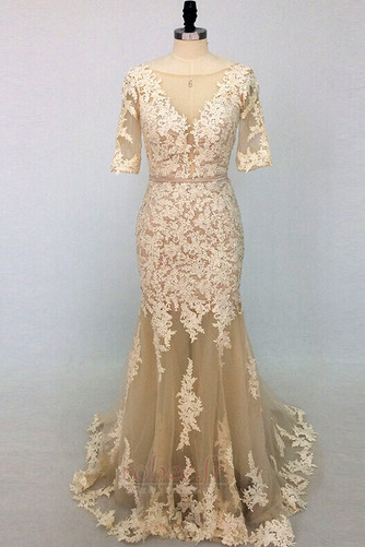 Robe de soirée Dentelle Dos nu Sirène Manche Courte Couvert de Dentelle - Page 3