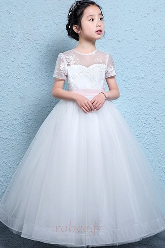 Robe de fille de fleur Tulle Montrer Fermeture éclair Orné de Nœud à Boucle - Page 1