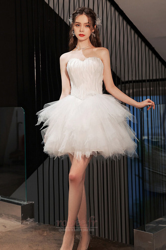 Robe de cocktail Romantique Printemps Col en Cœur Gradins Courte - Page 2