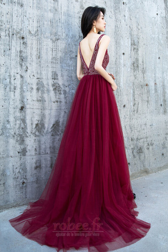 Robe de bal Tulle Traîne Courte Sans Manches Dos nu Col en V - Page 2