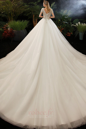 Robe de mariée Salle A-ligne Manche de T-shirt gossamer Fourreau Avec Bijoux - Page 2