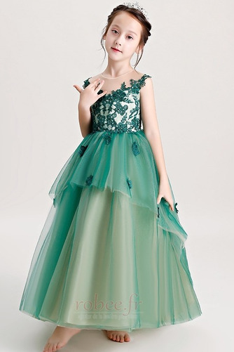 Robe de fille de fleur Elégant Col de chemise t Longueur Cheville - Page 4