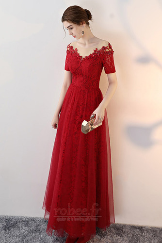 Robe de bal Tulle Médium Naturel taille Fête Rosée épaule Dentelle - Page 5