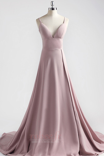 Robe de bal Col en V Foncé Satin Élastique Train de petit A-ligne - Page 6