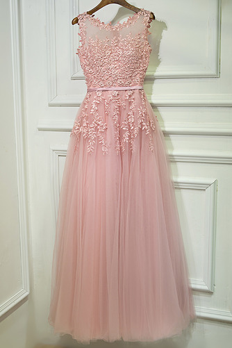 Robe de demoiselle d'honneur Fermeture à glissière Col rond Ceinture en Étoffe - Page 2