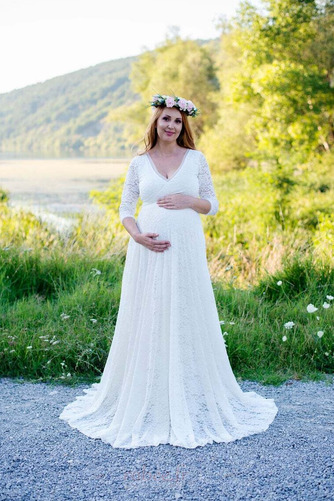 Robe de mariée Taille haute Maternité Empire Dentelle Tulle De plein air - Page 4