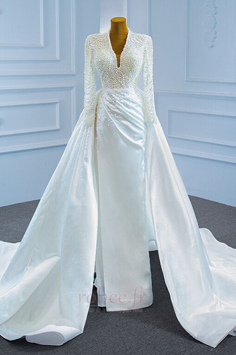 Robe de mariée Drapé Romantique Col en V Manche Aérienne Naturel taille - Page 1