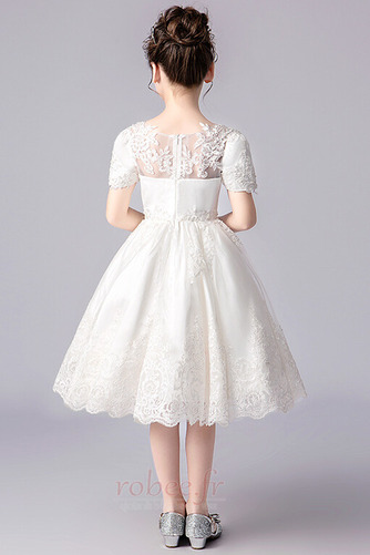 Robe de fille de fleur Naturel taille Dentelle a ligne Col de chemise t - Page 2